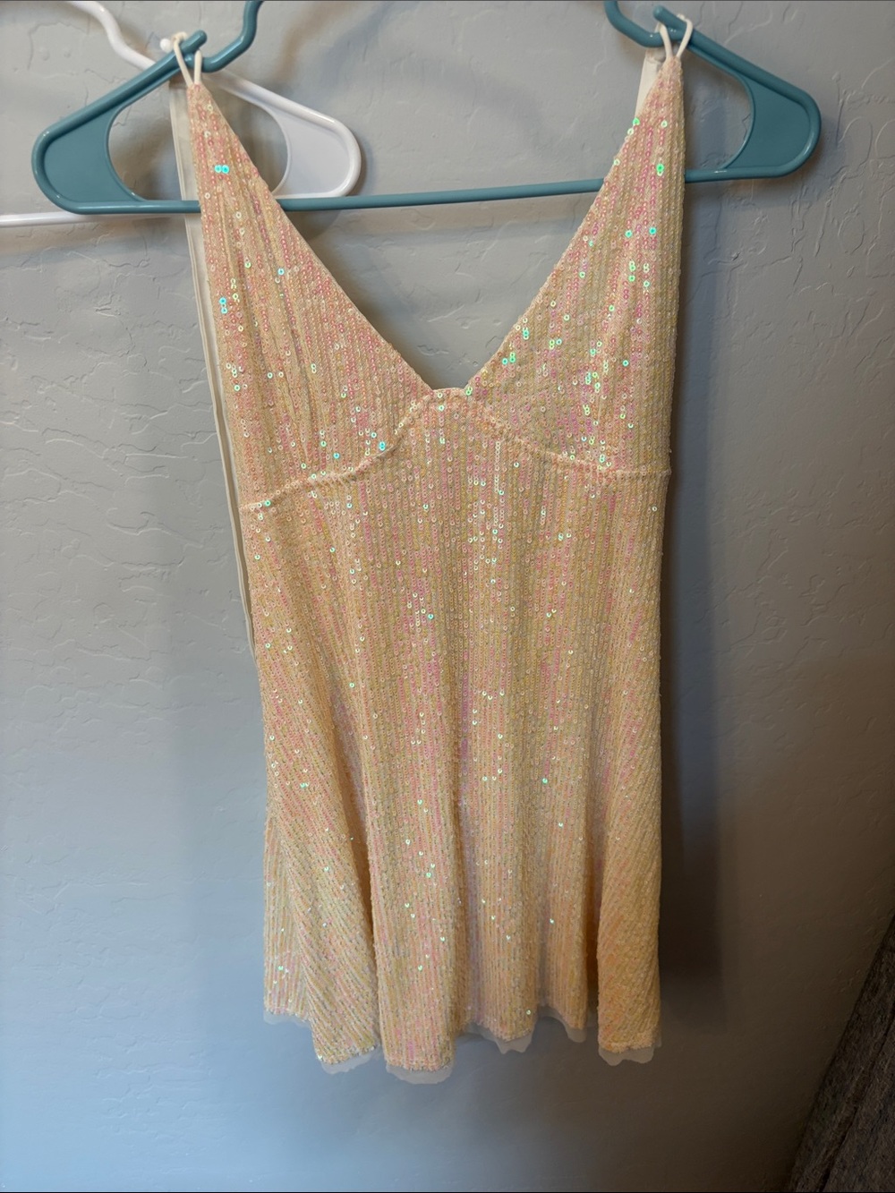 Sequin-Embellished Pink Slip Dress